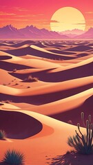 Wall Mural - desert dunes at sunset retro neon