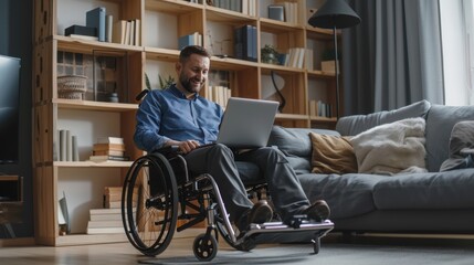 Canvas Print - The man in wheelchair working