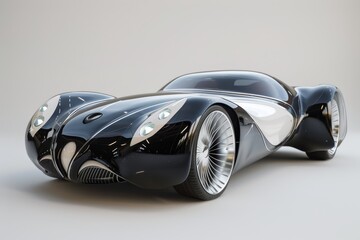 Fototapete - futuristic car with red and blue interior, contemporary 3D icon featuring futuristic car