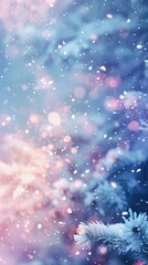 Wall Mural - Delicate snowflakes drift gently through a dreamy, wintery atmosphere