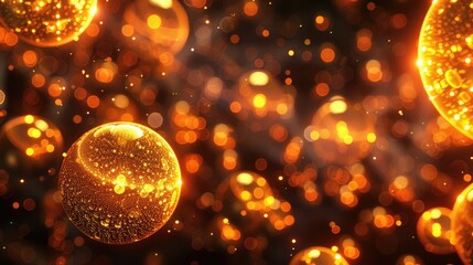 Wall Mural - abstract 3d golden orbs with glowing cores, symbolizing energy and wealth.