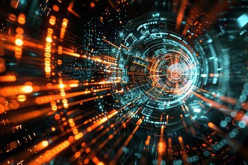 Leinwandbilder - row of servers in datcenter, cutting-edge quantum computer processes datat speeds unimaginable with traditional technology