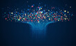 © natrot - Technology background. Big data visualization concept. Information artificial neural network