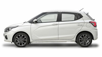 Canvas Print - A white compact hatchback, displayed against a white background, showcasing its practicality and modern styling.