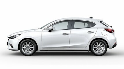 Canvas Print - A white compact hatchback, displayed against a white background, showcasing its practicality and modern styling.