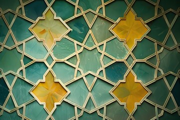 Aufkleber - tiled floor with pattern of squares, geometric pattern of repeating diamonds and triangles