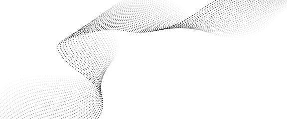 Wall Mural - abstract halftone flowing wavy gradient dots shape isolated on transparent background. technology ab