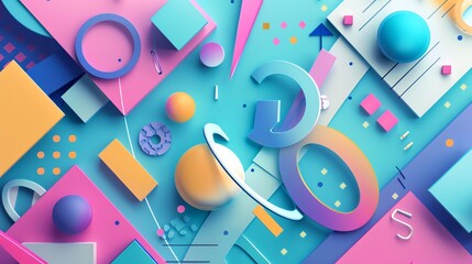 Wall Mural - a 3d rendering of an abstract background with geometric shapes and a blue 'g' and 'o'.