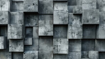 Poster - Abstract Concrete Cube Wall