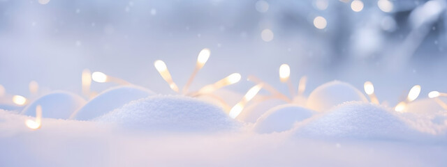 Wall Mural - winter christmas natural snowy background, abstract empty stage, snow, snowdrift and defocused chris