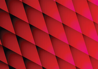 Wall Mural - Modern red geometric pattern. 3D abstract design with diamond shapes and vibrant gradients