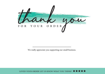 Wall Mural - THANK YOU CARD DESIGN. Thank You For Your Order Card Design Template Vector. Thank you Compliment card  Suitable for all card sizes.