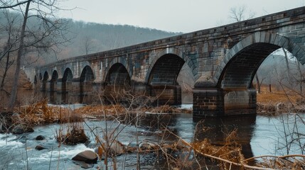 Wide view of a historic bridge