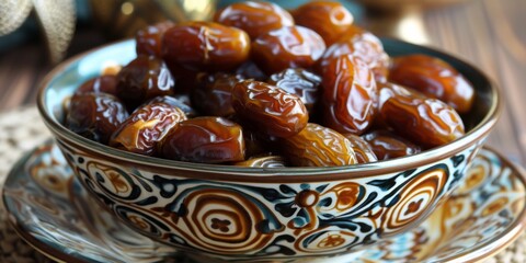 Wall Mural - a bowl of dates on ramadan