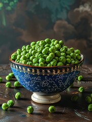 Wall Mural -  a bowl full of green peas sitting on a table