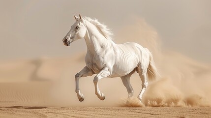 Wall Mural - White Horse Running in Desert