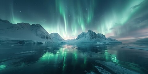 Poster - Mesmerizing Aurora Borealis in Snowy Arctic Landscape