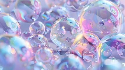 Wall Mural - abstract background with iridescent bubbles in various sizes.