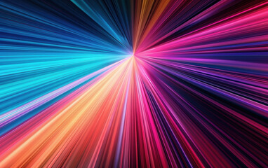 colorful light beams shoot from a vanishing point, creating a stunning visual effect resembling a fu