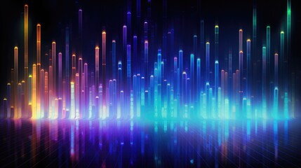 Glowing data streams in a digital matrix