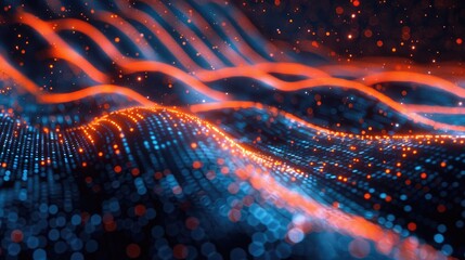 Glowing data streams in a digital matrix