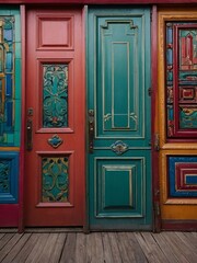 Wall Mural - pattern of endless vibrant doors - colorful wallpaper design, high contrast