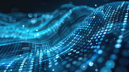 Abstract Digital Data Flow with Binary Code in a Blue Hue