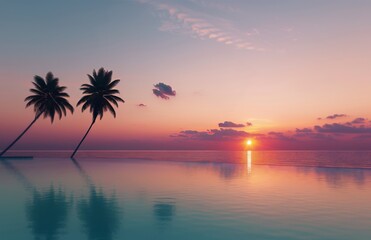 Canvas Print - Sunset Over Tropical Ocean