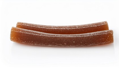 Wall Mural - long sour brown marmalade isolated on white gummy strip