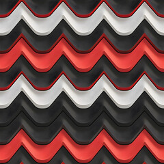 Poster - Abstract background with wavy red white and black pattern