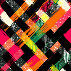 Aufkleber - Abstract seamless pattern with bright brushstrokes creating colorful chaotic texture