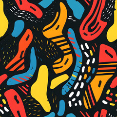 Aufkleber - Abstract colorful seamless pattern repeating design with organic shapes
