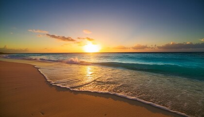 Canvas Print - sunset on the beach of caribbean sea