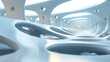 © brillianata - Futuristic white tunnel with abstract design and technology, blending innovation and creativity