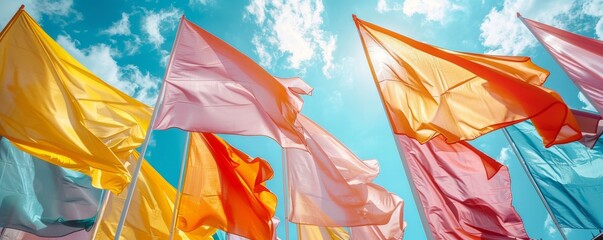 Colorful flags waving in the breeze, enhancing the festive atmosphere.