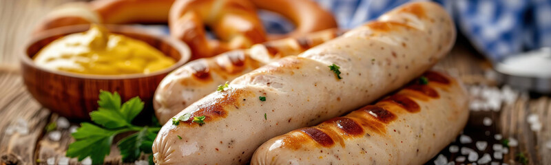 a traditional Bavarian white sausage (Weisswurst). AI generative.