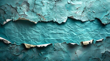 Wall Mural - Abstract Teal Background with Cracked Paint and Space for Text.