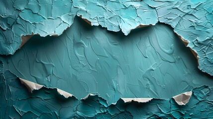 Wall Mural - Teal Abstract Texture with Torn Edges.