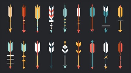 Wall Mural - Arrow icon set. flat icon collection --ar 16:9 Job ID: 46f9140e-28a6-4b3d-a431-b03eb4af8f70