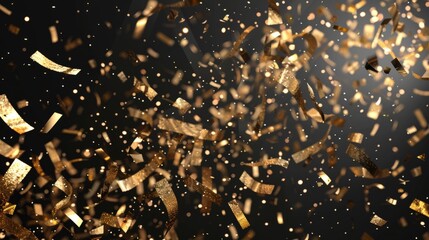 Wall Mural - Confetti explosion on transparent background. Pieces of shiny gold paper flying and spreading. rotating ,simple design eps 10 --ar 16:9 Job ID: 1401ce4a-01ed-44b1-a46a-b0f0401830e6