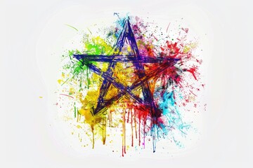 Wall Mural - A star with paint splatters on its surface