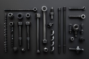 Poster - A collection of different types of screws and nuts