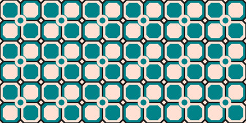 Fototapete - Two-color checkerboard tile. Vector seamless pattern of cells.