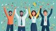 © Vikarest - Happy Business People Celebrating Success Illustration