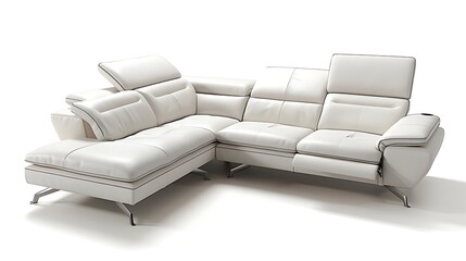 Modern leather sofa with adjustable headrests 