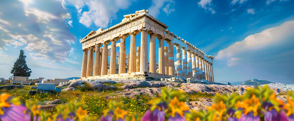 Wall Mural - Beautiful illustration of Athena's temple