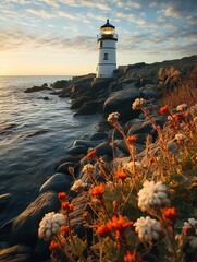 Poster - lighthouse at sunset