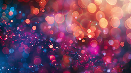 Close-up of an abstract pattern of festive lights in a bokeh effect