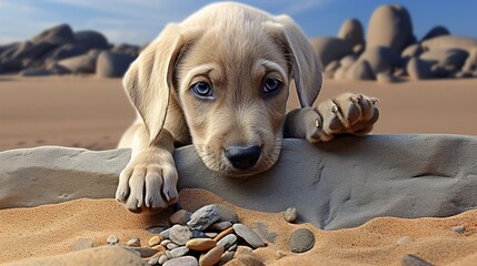 Canvas Print - dog on the beach