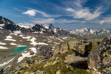 Wall Mural - The beautiful mountains and lakes over La Thuile in a summer day